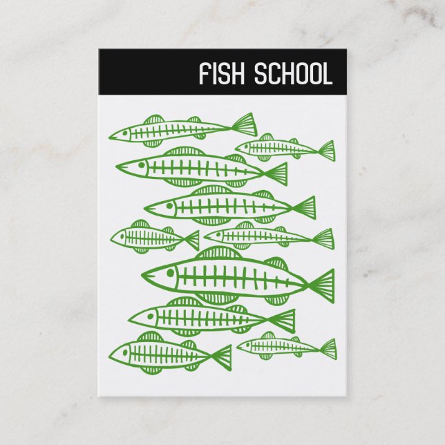 V Header - FISH SCHOOL - Avocado Business Card (Front)