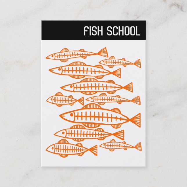 V Header - FISH SCHOOL - Orange Business Card (Front)