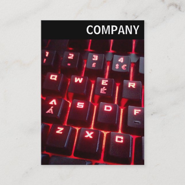 V Header - Glowing Keyboard Business Card (Front)