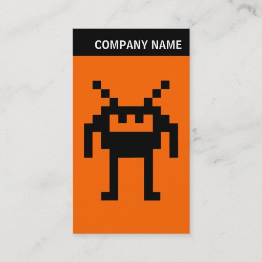 Customizable V Header - Image - Nanobot on Orange Business Card Template