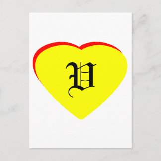 "V" Heart Yellow Red Wedding Invitation The MUSEUM Postcard