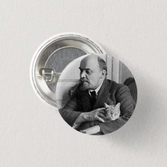 V.I. Lenin pets a Cat Small, 1¼ Inch Round Button | Zazzle