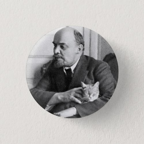 VI Lenin pets a Cat Small 1 Inch Round Button