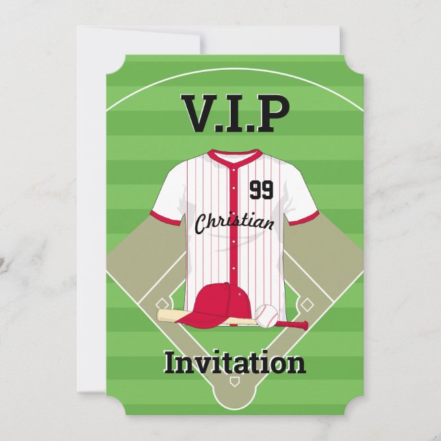 V.I.P Baseball Birthday Invitation (Front)