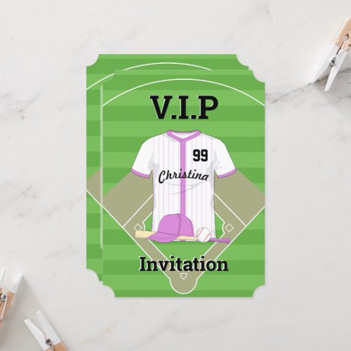 VIP Baseball Birthday pink Invitation