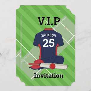V.I.P Cricket (NBR) Birthday Party Invitation