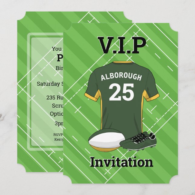 V.I.P Rugby (DGY) Birthday Party Invitation (Front/Back)