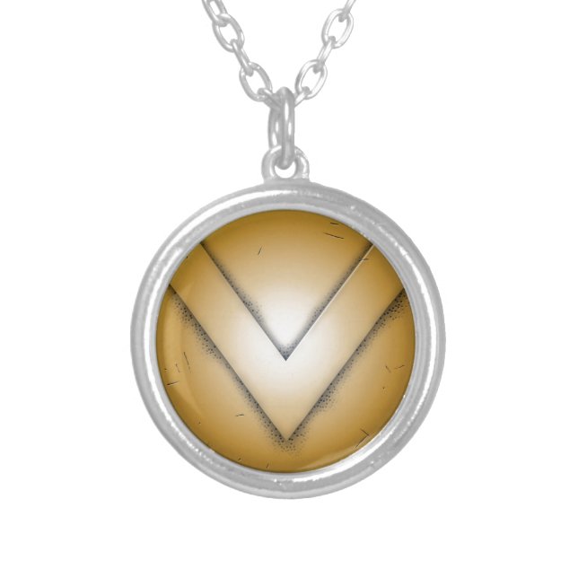 V initial letter silver plated necklace (Front)