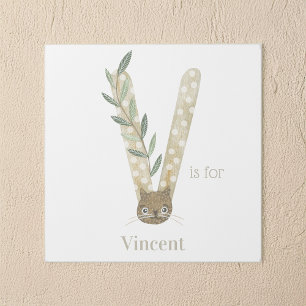V is for Custom Name Animal Letter Art