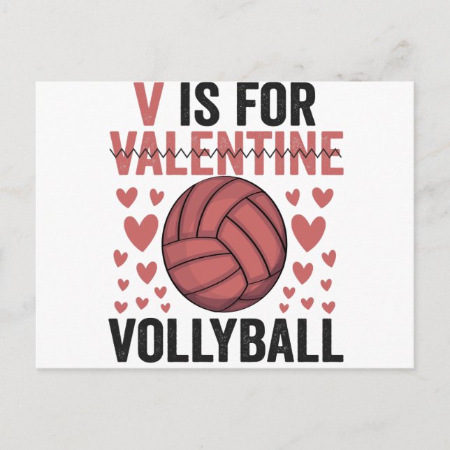 V Is For Valentine Funny Volleyball Sport Lovers Postcard (Front)