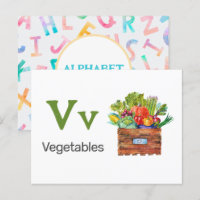 V is for Vegetables - Alphabet Flash Card