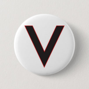 v is for victory pinback button