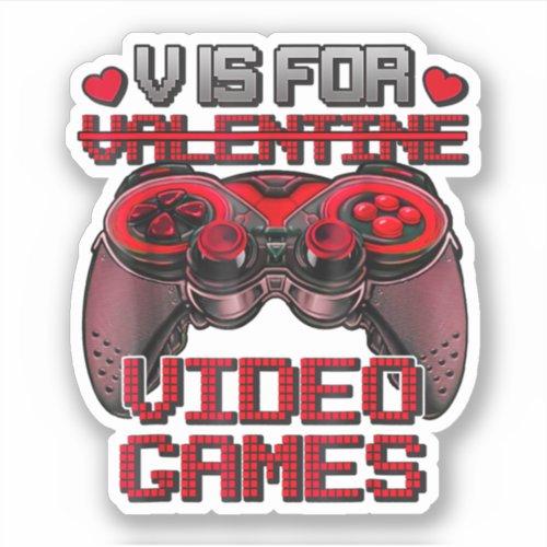 V Is For Video Games Controller Valentines Day Sticker