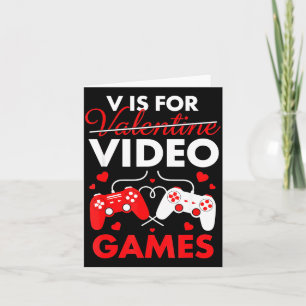 V Is For Video Games Funny Heart Valentines Gamer  Card