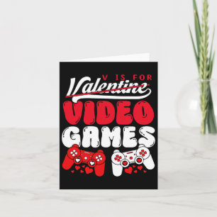 V Is For Video Games Funny Valentines Day Gamer Bo Card
