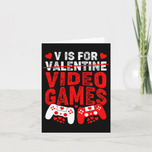 V Is For Video Games Funny Valentines Day Gamer  Card