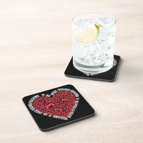 V Is For Video Games Funny Valentines Day Mosaic Beverage Coaster