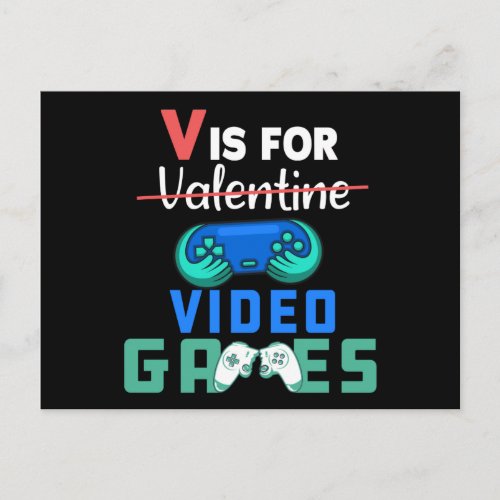 V Is For Video Games Funny Valentines Gamer Postcard