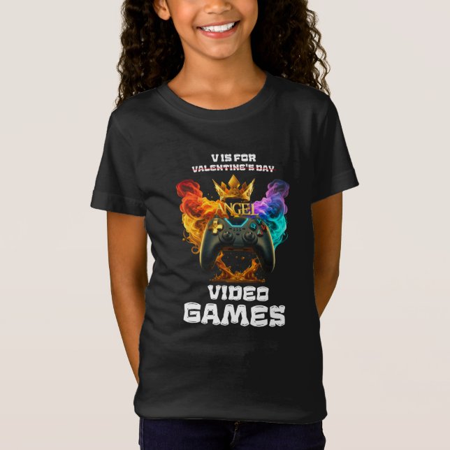 V Is For Video Games - Valentine's Day T-Shirt (Front)