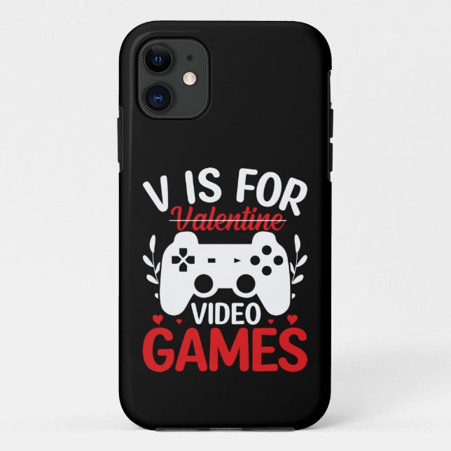 V is for Video Games with Valentine Crossed Out Case-Mate iPhone Case (Back)