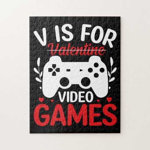 V is for Video Games with Valentine Crossed Out Jigsaw Puzzle