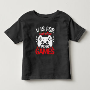 V is for Video Games with Valentine Crossed Out Toddler T-shirt