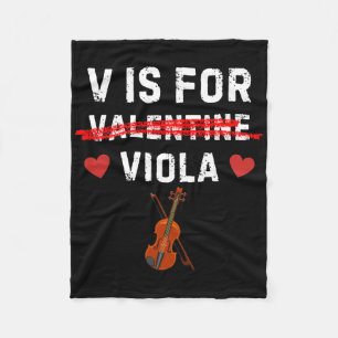 V Is For Viola Funny Violist Music Valentine  Fleece Blanket