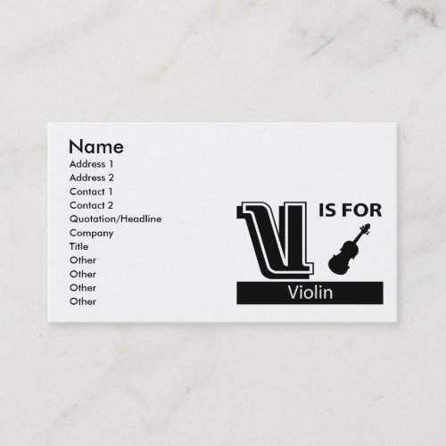 V Is For Violin Business Card Templates