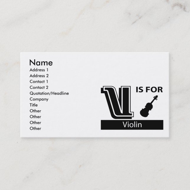 V Is For Violin Business Card (Front)