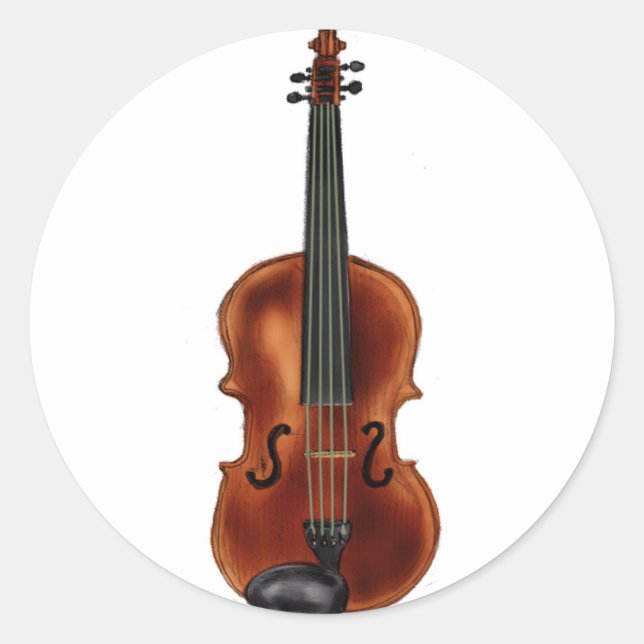 V is for Violin Classic Round Sticker (Front)