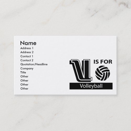 V Is For Volleyball Business Card Templates