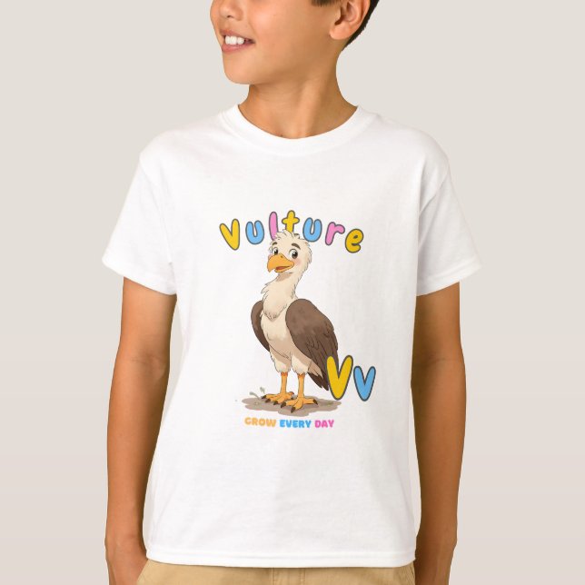 “V is for Vulture” Alphabet Tee – Grow Every Day (Front)