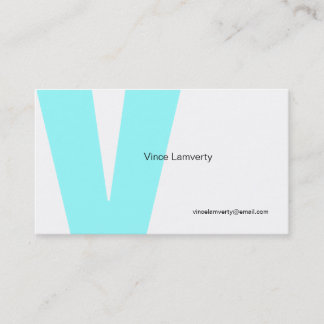 V Letter Alphabet Business Card White Blue