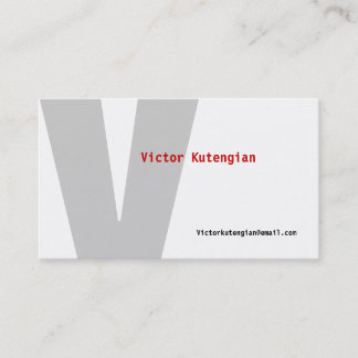 V Letter Alphabet Business Card White Grey