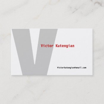 V Letter Alphabet Business Card White Grey by pixibition at Zazzle