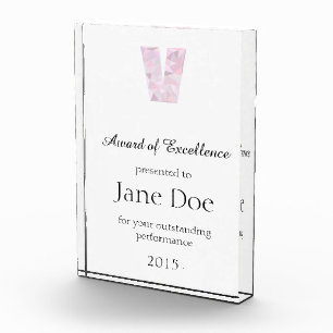 V - Low Poly Triangles - Neutral Pink Purple Gray Acrylic Award