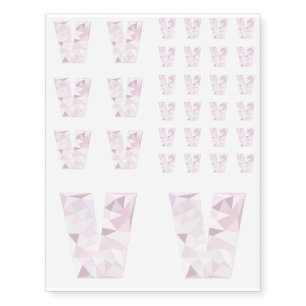 V - Low Poly Triangles - Neutral Pink Purple Gray Temporary Tattoos