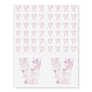 V - Low Poly Triangles - Neutral Pink Purple Gray Temporary Tattoos