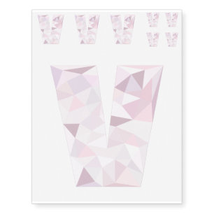 V - Low Poly Triangles - Neutral Pink Purple Gray Temporary Tattoos