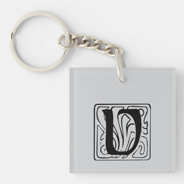 V Monogram black Keychain (Front)