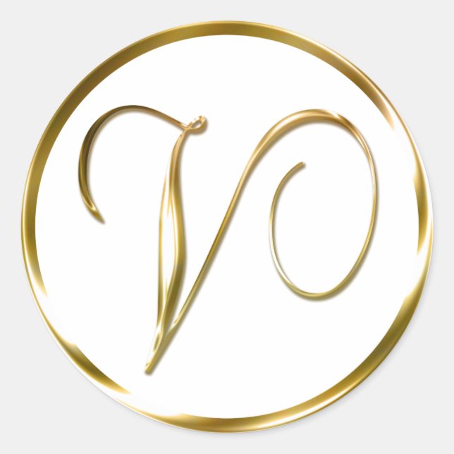 V Monogram Faux Gold Envelope Or Favor Seal (Front)