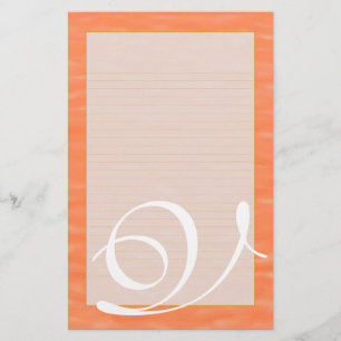 V Monogram "Peach Sunset Water" Fine Lined Stationery