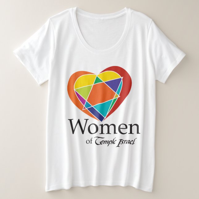 V-neck T-shirt with Women of Temple Israel logo  (Design Front)