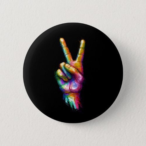 V_Sign Hand Gesture for Peace or Victory Button