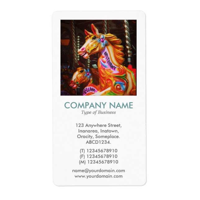 V Square Photo - Merry-go-round Horses Label (Front)