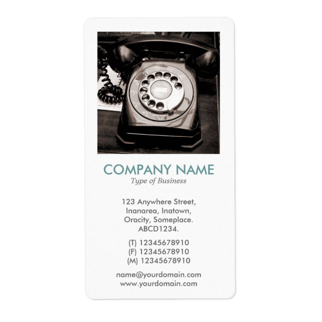 V Square Photo - Old Telephone Label (Front)