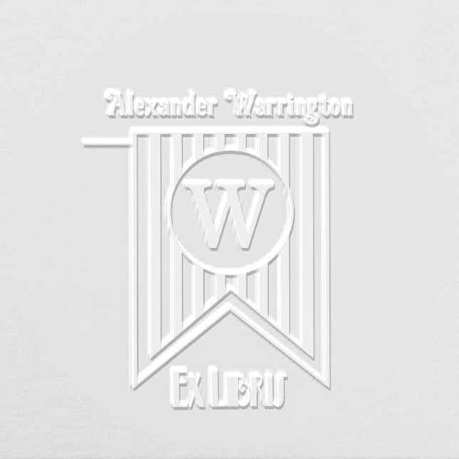 V Stripes Initial Banner Monogram Ex Libris Book Embosser (Design)