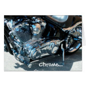 V-twin Motorcycle Chrome Motor Biker Birthday Card (Front Horizontal)