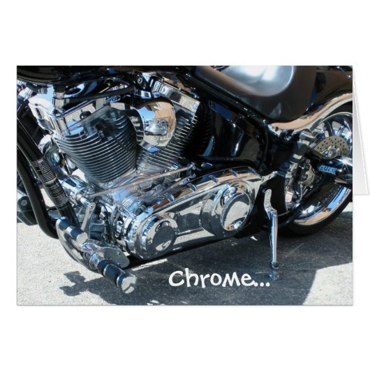 V-twin Motorcycle Chrome Motor Biker Birthday Card (Front Horizontal)