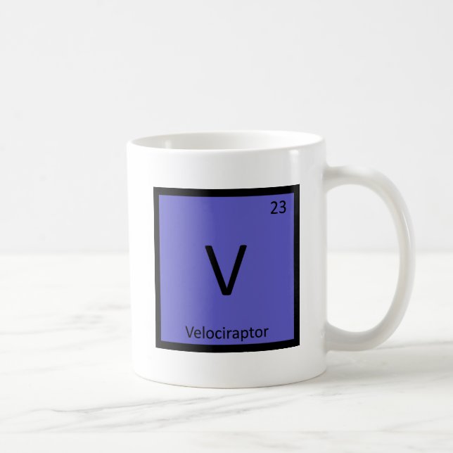 V - Velociraptor Dinosaur Chemistry Periodic Table Coffee Mug (Right)